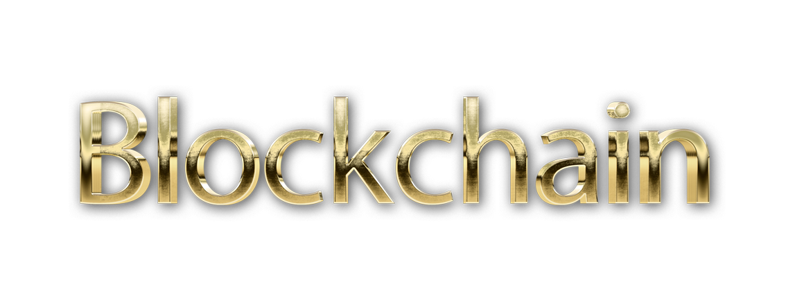 3D WORD BLOCKCHAIN gold text effects art typography PNG images free